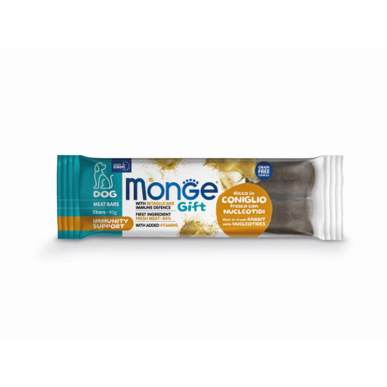 Monge Sticks Meat Bars Immunity support - заек с нуклеотиди и бета глюкани, подсилва имунитет, 40гр. - - Zoolink Monge Sticks Meat Bars Immunity support - заек с нуклеотиди и бета глюкани, подсилва имунитет, 40гр. - - Zoolink