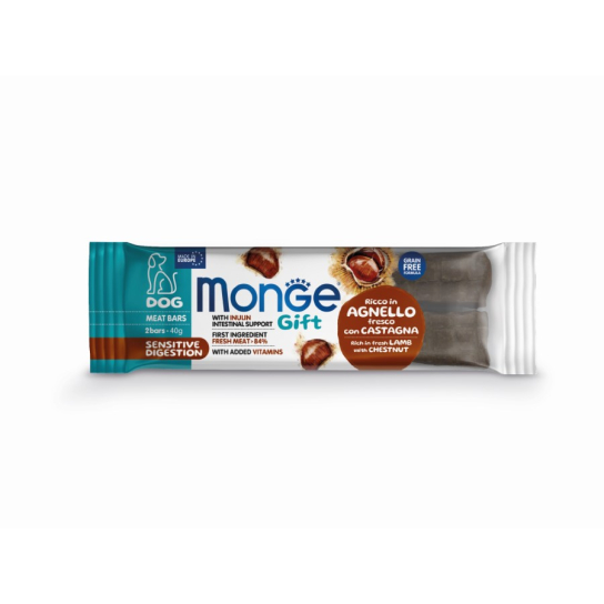 Monge Sticks Meat Bars Sensitive digestion - агне, кестени и инулин за храносмилателна система, 40гр - - Zoolink Monge Sticks Meat Bars Sensitive digestion - агне, кестени и инулин за храносмилателна система, 40гр - - Zoolink