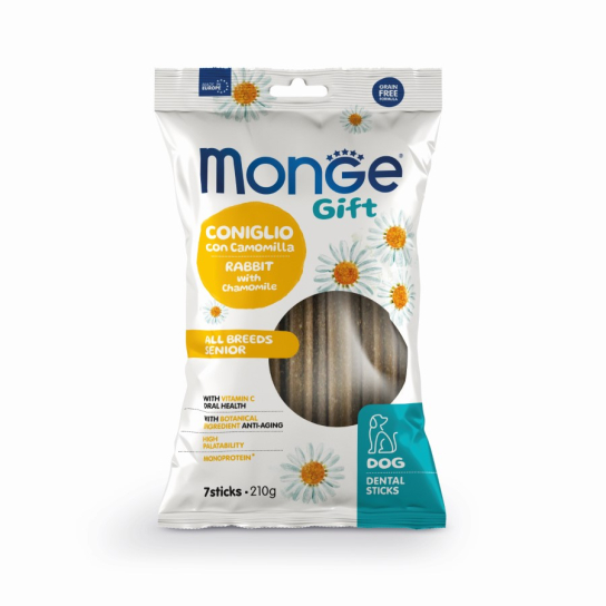Monge Dental Sticks All breeds Senior - заешко с лайка /за възрастни кучета/, 210гр. -  - Zoolink