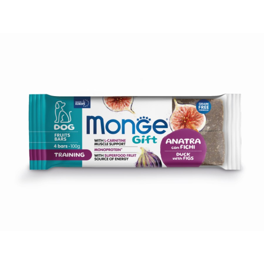 Monge Fruit Bar Training - патешко със смокини /за тренировки/, 100гр. - - Zoolink Monge Fruit Bar Training - патешко със смокини /за тренировки/, 100гр. - - Zoolink