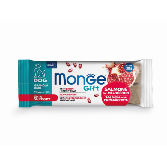 Monge Granola Bar Skin support - сьомга с нар /за здрави кожа и козина/, 120гр. - - Zoolink Monge Granola Bar Skin support - сьомга с нар /за здрави кожа и козина/, 120гр. - - Zoolink