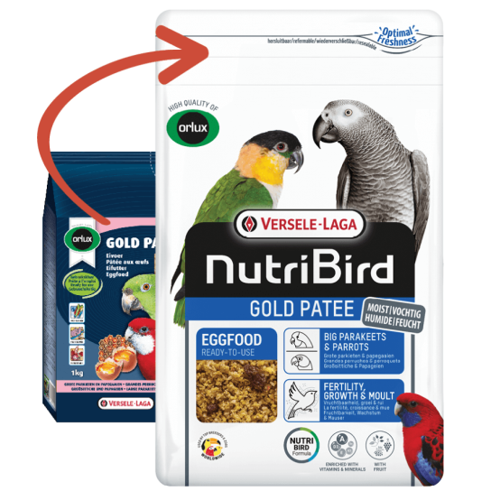 Versele Laga Gold Patee Big Parakeets&Parrots - мека яйчна храна за средни и големи папагали, 1кг -  - Zoolink