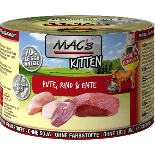 Mac's пуешко, говеждо и патешко - храна за подрастващи котки -  - Zoolink