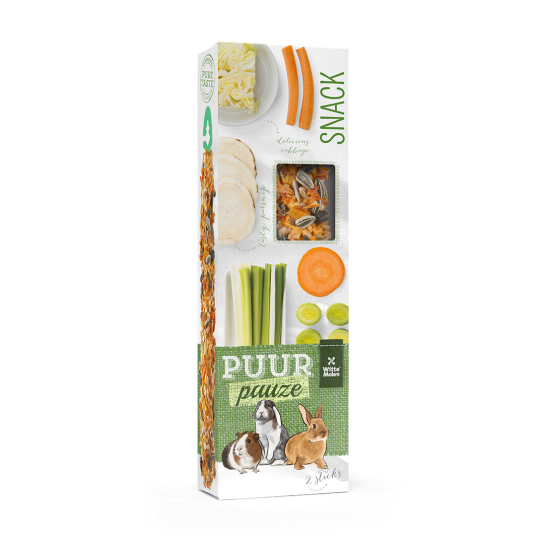 PUUR Pauze Sticks 2 броя крекери с пъщарнак, зеле и морков за заек и морско свинче 180 гр. -  - Zoolink