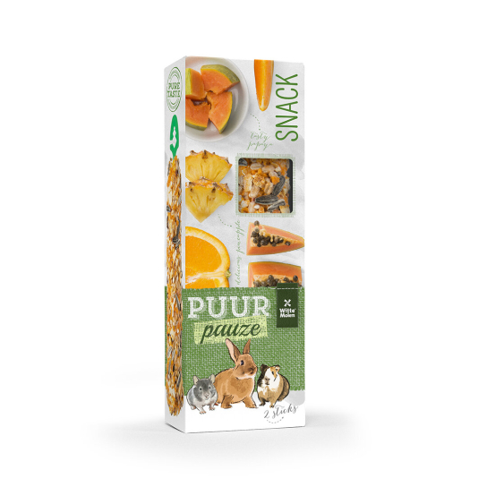 PUUR Pauze Sticks 2 броя крекери с портокал, папая и ананас за заек, морско свинче и хамстер 110 гр. -  - Zoolink