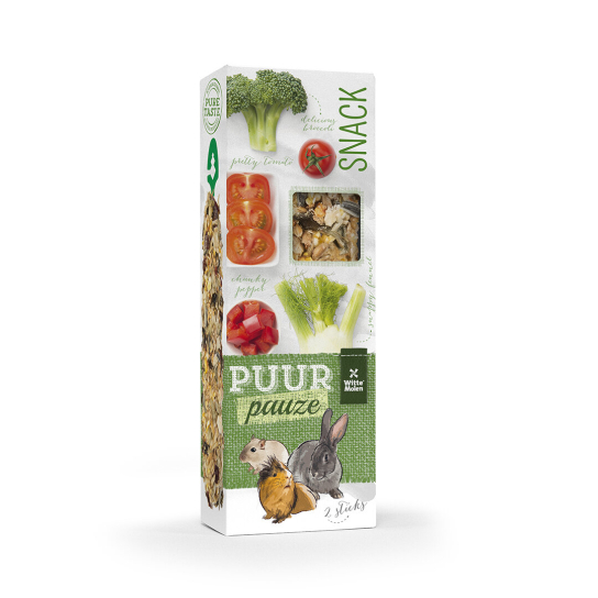 PUUR Pauze Sticks 2 броя крекери с броколи и домати за заек, морско свинче и джербил  110 гр. -  - Zoolink