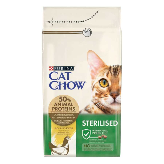 Purina Cat Chow Sterilised за кастрирани котки, Пиле, 1.5kg -  - Zoolink