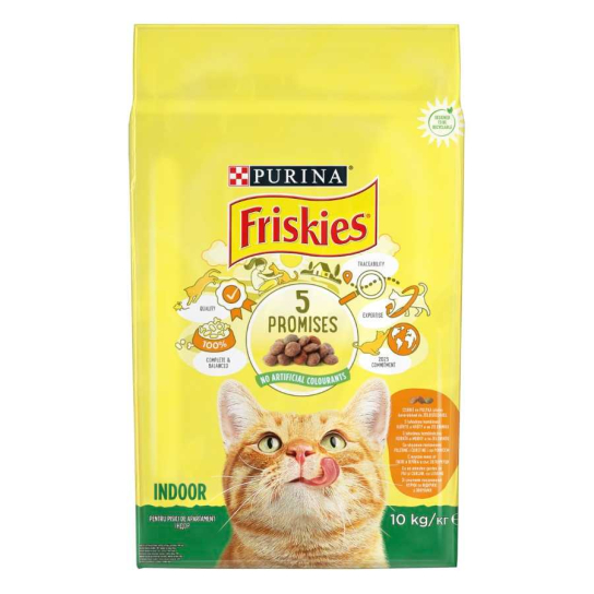 Purina Friskies INDOOR за котки в зряла възраст, Пиле и Зеленчуци, суха храна, 10kg -  - Zoolink