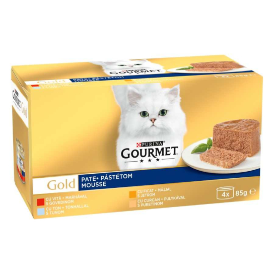 Purina Gourmet Gold за котки в зряла възраст, Пастет, Асортимент, Мокра храна, Мултипак, 4х85g -  - Zoolink