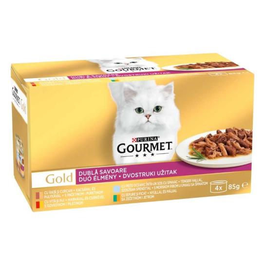 Purina Gourmet Gold за котки в зряла възраст, Двойно удоволствие, Асортимент, Мултипак,4х85g -  - Zoolink