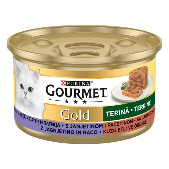 Purina Gourmet Gold за котки в зряла възраст, Хапки в сос, Агне и Патица, Мокра храна, 85g -  - Zoolink