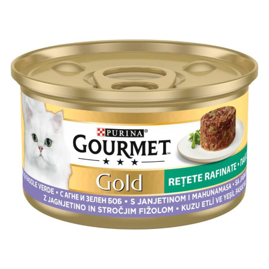 Purina Gourmet Gold за котки в зряла възраст, Пай с месо, Агне, Зелен боб, Мокра храна, 85g -  - Zoolink