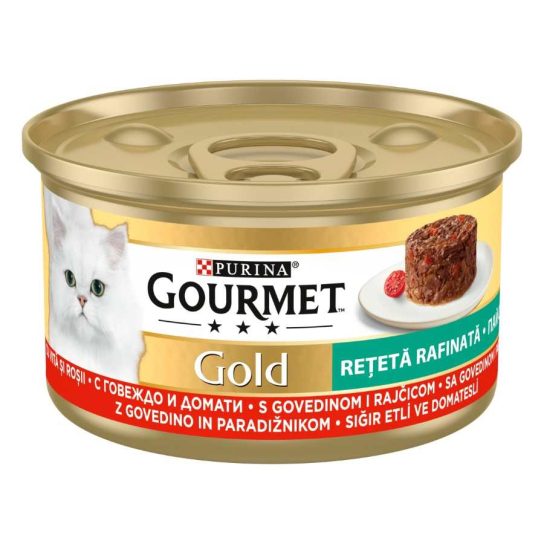 Purina Gourmet Gold за котки в зряла възраст, Пай с месо, Говеждо, Домати, Мокра храна, 85g -  - Zoolink