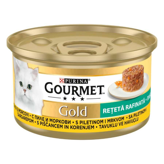 Purina Gourmet Gold за котки в зряла възраст, Пай с месо, Пиле и Моркови, Мокра храна, 85g -  - Zoolink