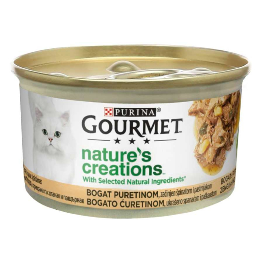 Purina Gourmet Nature's Creations за котки в зряла възраст, Пуйка и спанак, Мокра храна, 85g -  - Zoolink