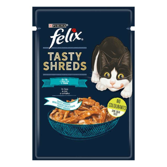 Purina Felix Tasty Shreds за котки в зряла възраст с Риба тон, 80g -  - Zoolink