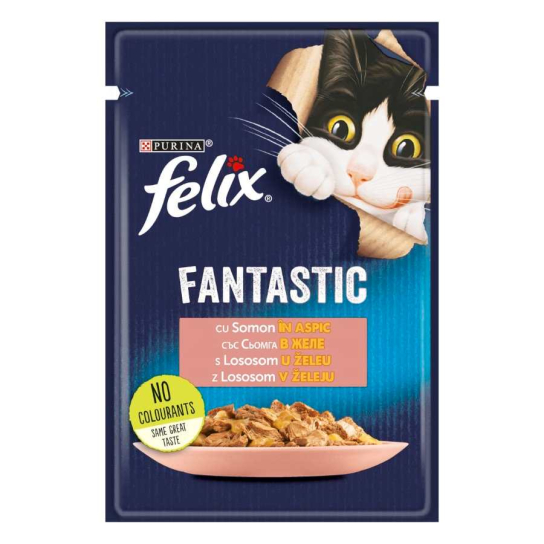 Purina Felix Fantastic за котки в зряла възраст със Сьомга в желе, Мокра храна, 85g -  - Zoolink
