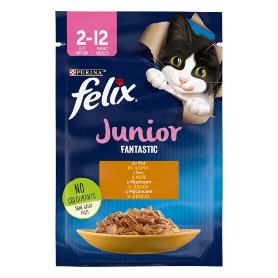 Purina Felix Fantastic JUNIOR за малки котенца с Пиле в желе, Мокра храна, 85g -  - Zoolink