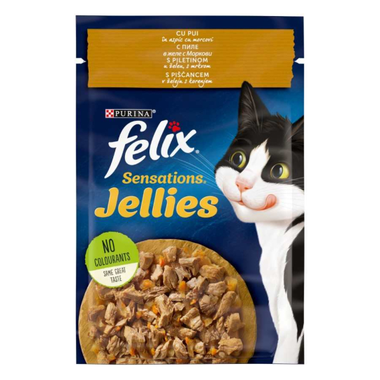 Purina Felix Sensations за котки в зряла възраст с Пиле в желе и моркови, Мокра храна, 85g -  - Zoolink