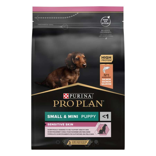 Purina Pro Plan Dog Small&Mini Puppy Sensitive Skin за кученца с чувствителна кожа, Сьомга, 3kg -  - Zoolink