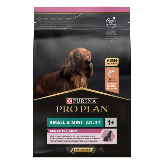 Purina Pro Plan Dog Small & Mini Adult Sensitive skin за кучета от дребни и мини породи, Сьомга, 3kg -  - Zoolink