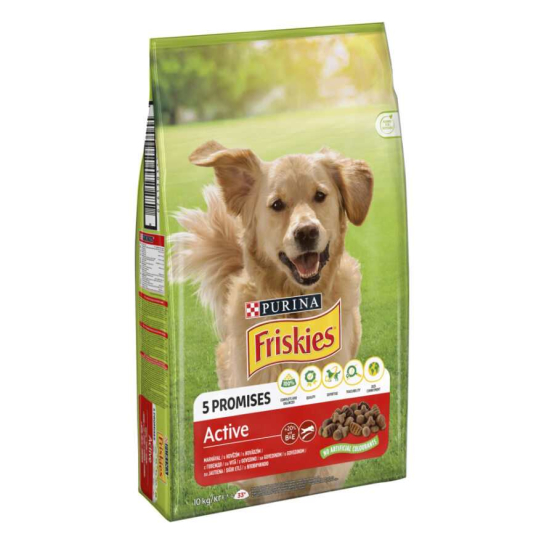 Purina Friskies ACTIVE за кучета в зряла възраст, Месо, 10kg -  - Zoolink