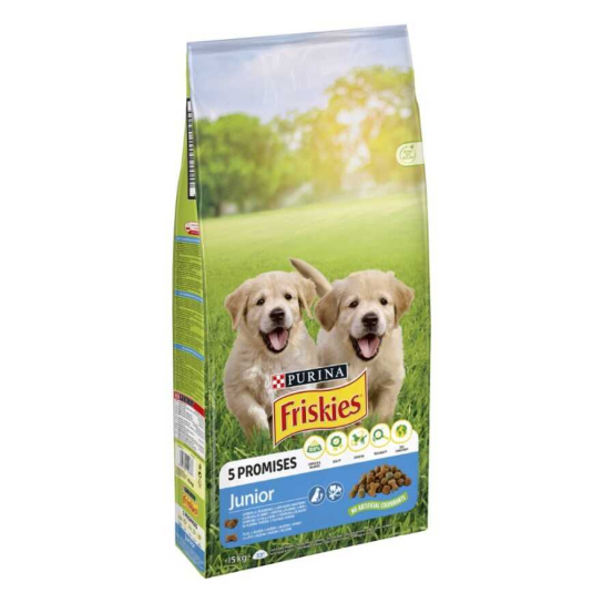 Purina Friskies Junior за малки кученца, Пиле, Мляко, Зеленчуци, 15kg -  - Zoolink