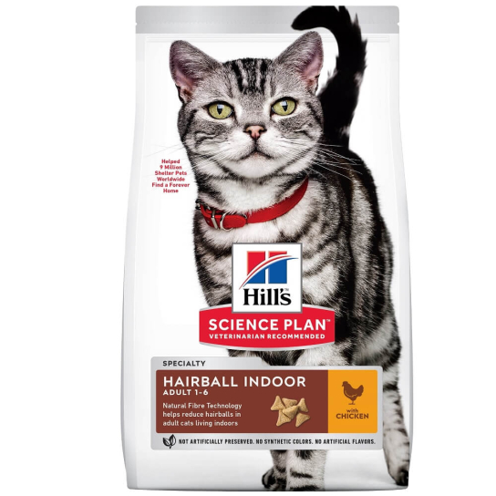 Hill's SP Feline Adult Hairball&Indoor Chicken - за космените топки за домашни котки, пиле 300гр. -  - Zoolink