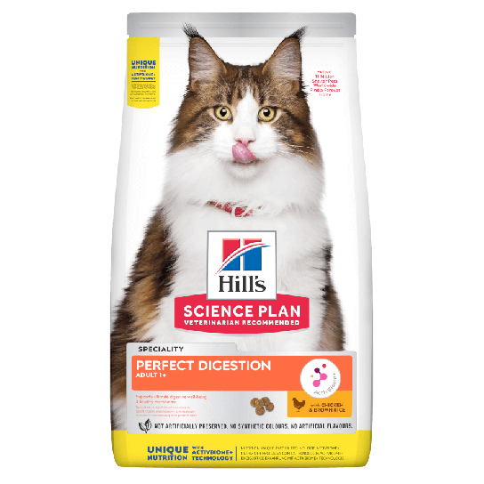 Hill's SP Feline Adult Perfect Digestion - за котки над 1 година с пилешко и кафяв ориз, пиле 1.5кг. -  - Zoolink