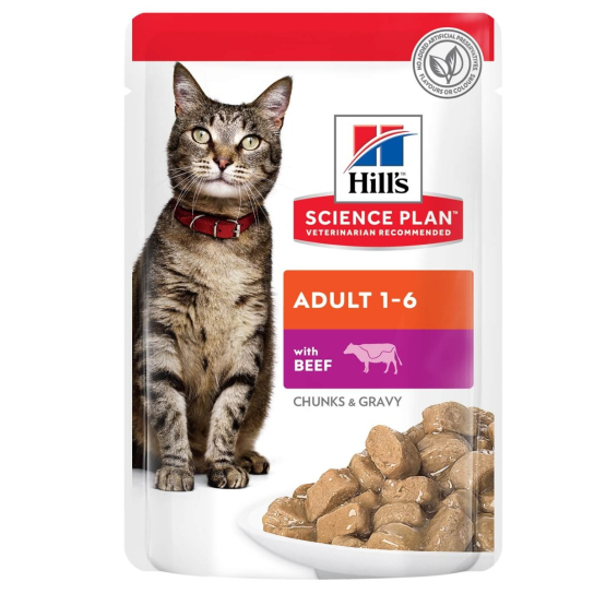 Hill's SP Feline Adult BEEF - в сос Грейви за котки над 1 г, телешко, пауч 12х85гр. -  - Zoolink