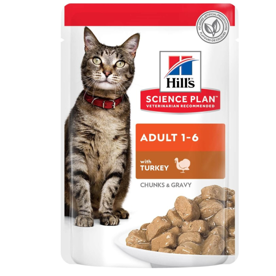 Hill's SP Feline Adult TURKEY - в сос Грейви за котки над 1 г, пуйка, пауч 12х85гр. -  - Zoolink