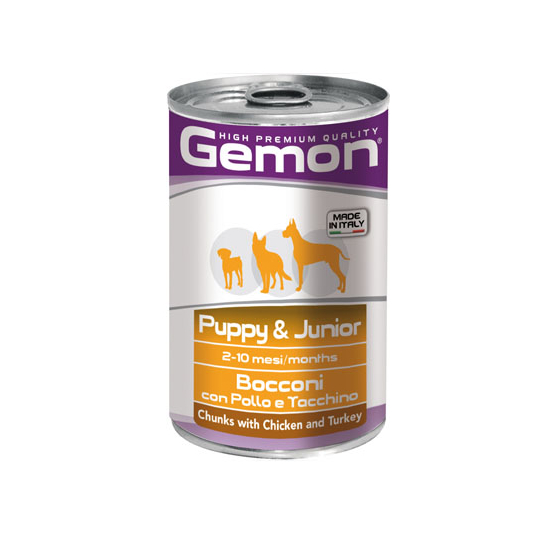 GEMON Junior chicken&turkey– за подрастващи кучета от всички породи с пиле и пуйка, консерва 415гр. -  - Zoolink