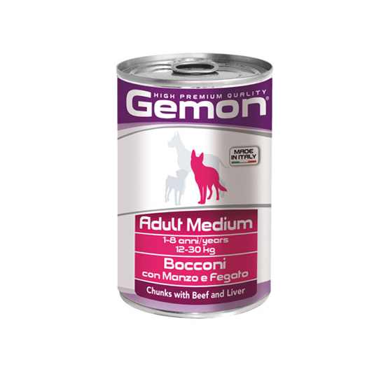 GEMON Adult beef&liver– за кучета в зряла възраст с телешко и черен дроб, консерва 415гр. -  - Zoolink