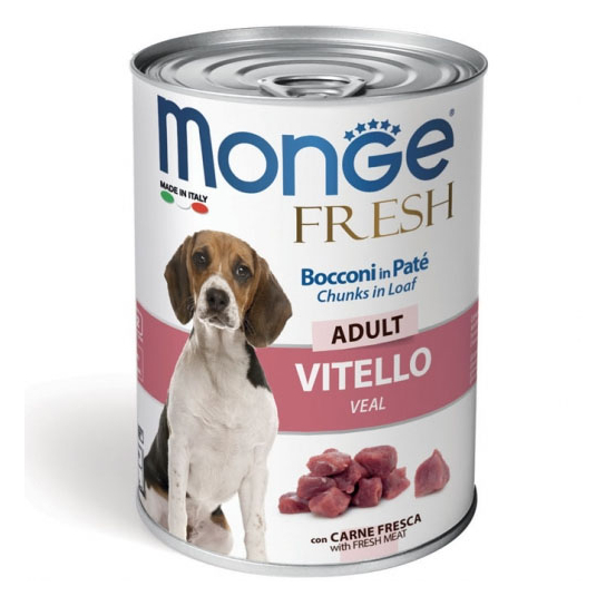 MONGE FRESH Adult Veal - хапки за кучета в зряла възраст с телешко, консерва 400гр. -  - Zoolink