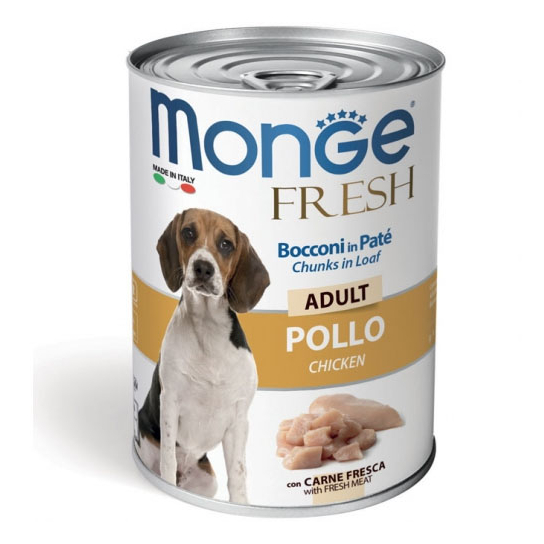 MONGE FRESH Adult Chicken – хапки за кучета в зряла възраст с пилешко, консерва 400гр. -  - Zoolink