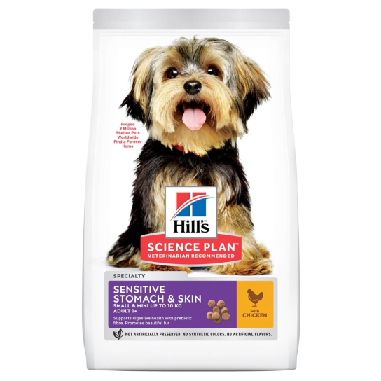Hill's SP Canine Adult  Small&Mini Sensitive Stomach&Skin - за куче до 10 кг и над 1 г, пиле 1.5кг. -  - Zoolink