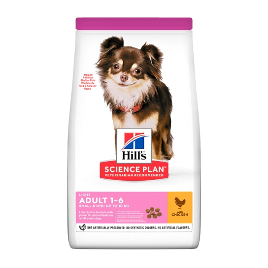 Hill's SP Canine Adult Small&Mini Light - за куче до 10 кг от 1 до 6 г, наднормено тегло, пиле 1.5кг -  - Zoolink