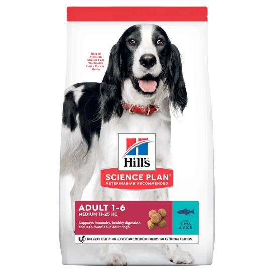 Hill's SP Canine Adult Medium Tuna&Rice - за куче до 25 кг от 1 до 7 г, риба тон и ориз 2.5кг. -  - Zoolink