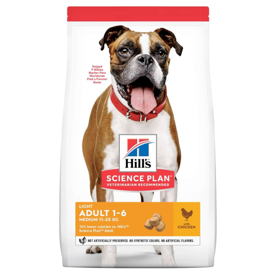 Hill's SP Canine Adult Medium Light Chicken - за куче до 25 кг с наднормено тегло над 1г, пиле 14кг. -  - Zoolink