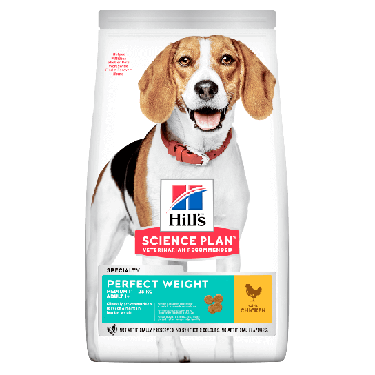 Hill's SP Canine Perfect Weight Medium  – за баланс на теглото при кучета от 10-25 кг над 1 г, 12кг. -  - Zoolink