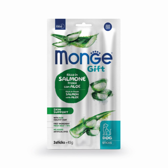 Monge Sticks Skin support - сьомга с алое и дрожди /за здрави кожа и козина/, 45гр. -  - Zoolink