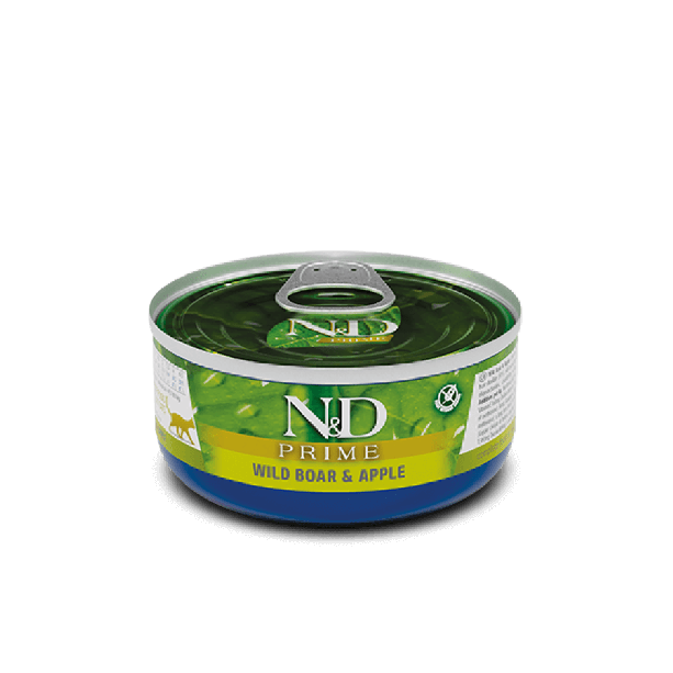 N&D PRIME CAT АDULT WILD BOAR & APPLE – за котки над 1 година, с глиган и ябълка, консерва 70г main product photo