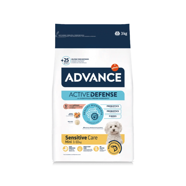 ADVANCE DOG MINI ADULT SENSITIVЕ - кучета в зряла възраст, породи до 10кг, Сьомга и ориз, 3кг main product photo