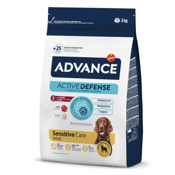 ADVANCE DOG ALL BREEDS ADULT SENSITIVЕ - за кучета в зряла възраст, всички породи, Агне и ориз, 3кг main product photo