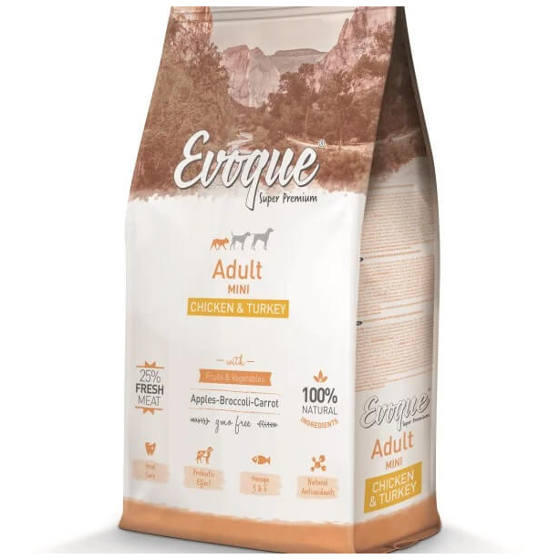 EVOQUE DOG ADULT MINI CHICKEN&TURKEY - за пораснали кучета, малки породи, Пиле и Пуйка, 8кг main product photo