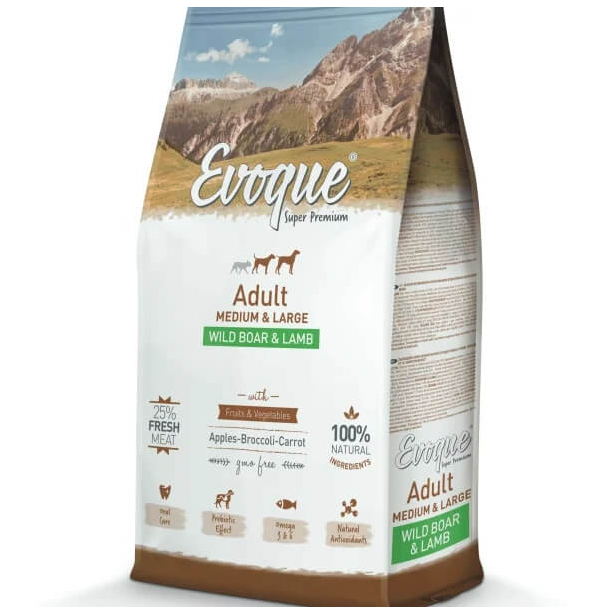 EVOQUE DOG ADULT MED/LARGE W.BOAR&LAMB - пораснали кучета, средни/едри породи, Глиган и Агне, 2кг main product photo