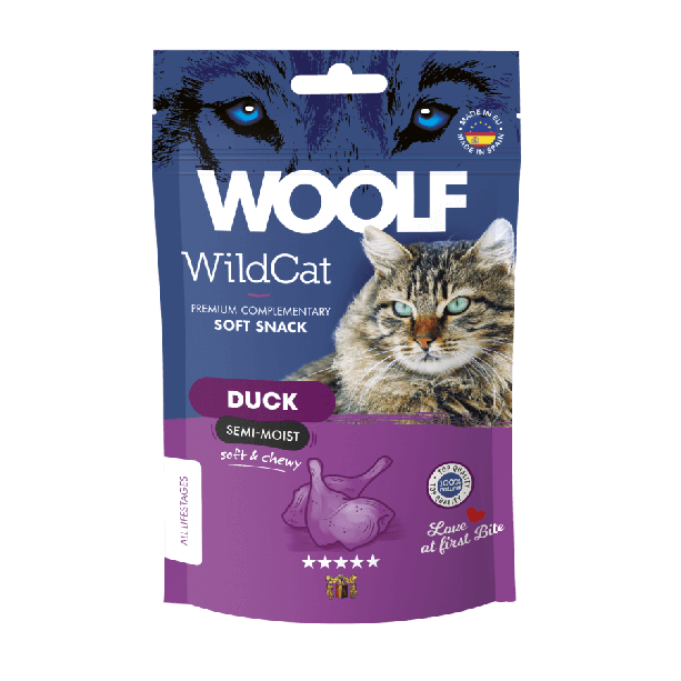 WOOLF WILDCAT SOFT SNACK - полувлажно лакомство за котка, Патица, 50г main product photo