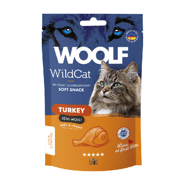 WOOLF WILDCAT SOFT SNACK - полувлажно лакомство за котка, Пуйка, 50г main product photo