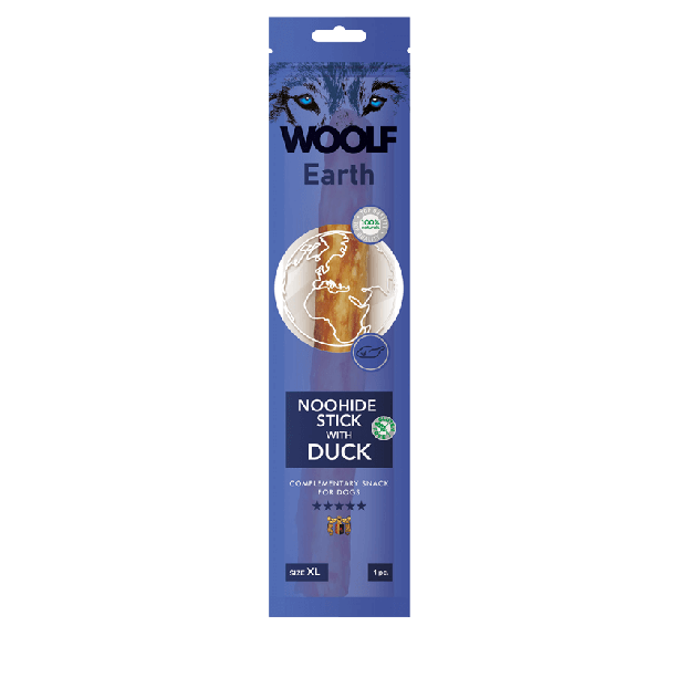 WOOLF EARTH NOOHIDE - XL лакомство за куче стик с патешко, 85г main product photo