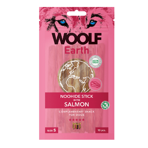 WOOLF EARTH NOOHIDE - S лакомство за куче стикчета със сьомга, 90г/опак. main product photo